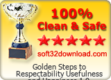 Golden Steps to Respectability Usefulness and Happiness 1.0 Clean & Safe award